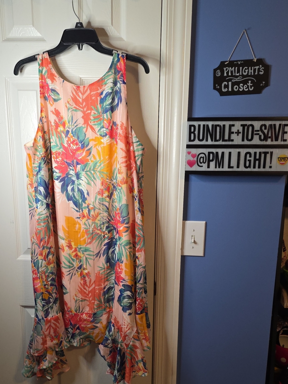Beige by eci Floral Sleeveless Summer Dress Sleeveless Tropical XL Pink Orange